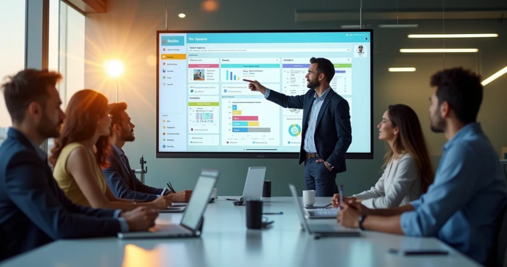 Gestor analisando cronograma digital para implementar mudanças rápidas na empresa